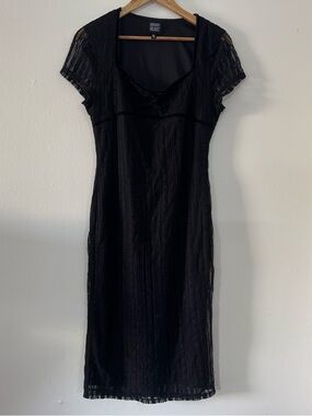 Black Lace Sheath Dress Witchy Whimsigoth Y2K Fairy Women’s XL Velvet Bodycon